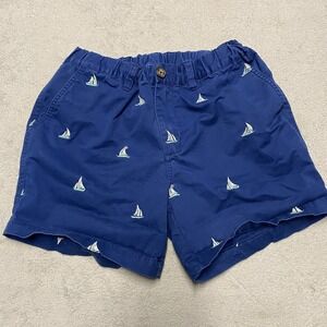 Chubbies Shorts Mens Small Blue Sailboat Embroidery 5.5"‎ Inseam Stretch Waist